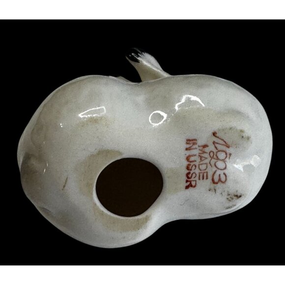 Soviet Era Porcelain Rabbit 2" White Bunny Figurine Made in USSR 1003 Stamp - Picture 5 of 5